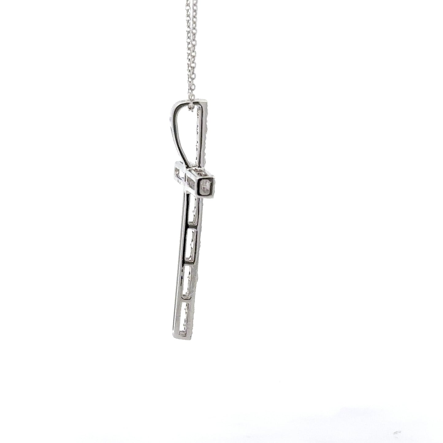 0.85 ctw Natural Diamonds Cross Pendant | 18K White Gold.