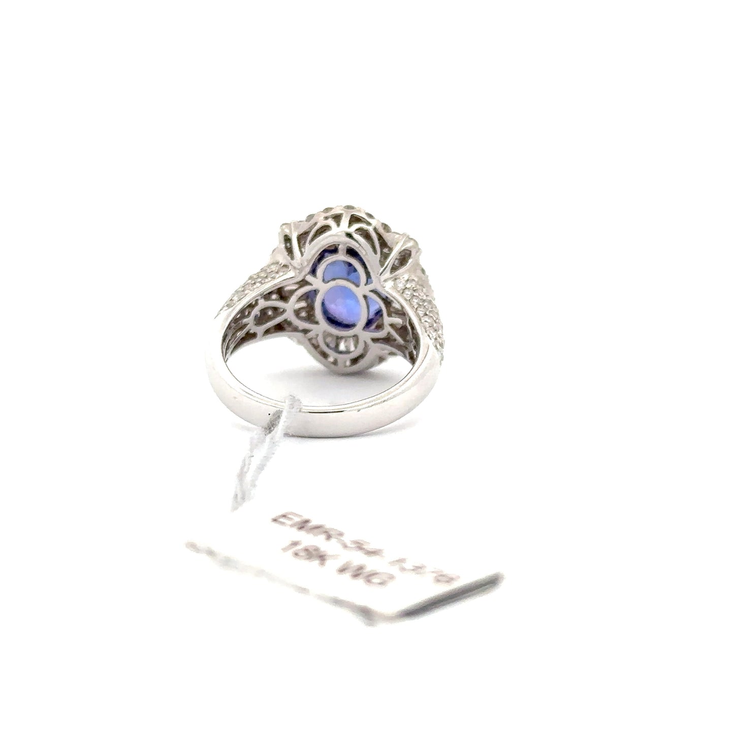 4.61ct Natural Oval Tanzanite Center & 1.92ct Natural Side Diamonds Ring | 18K WG