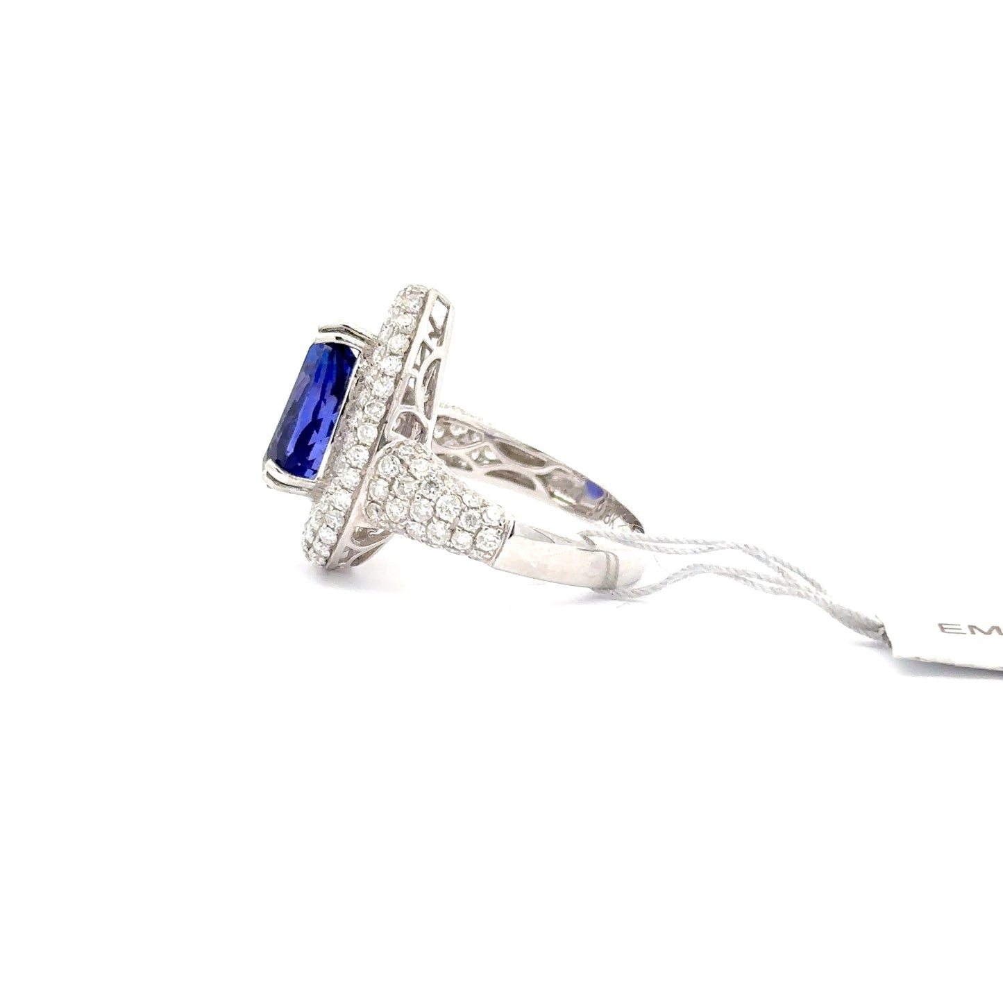 4.20ct Natural Pear Tanzanite Center & 2.00ct Natural Side Diamonds Ring | 18K WG