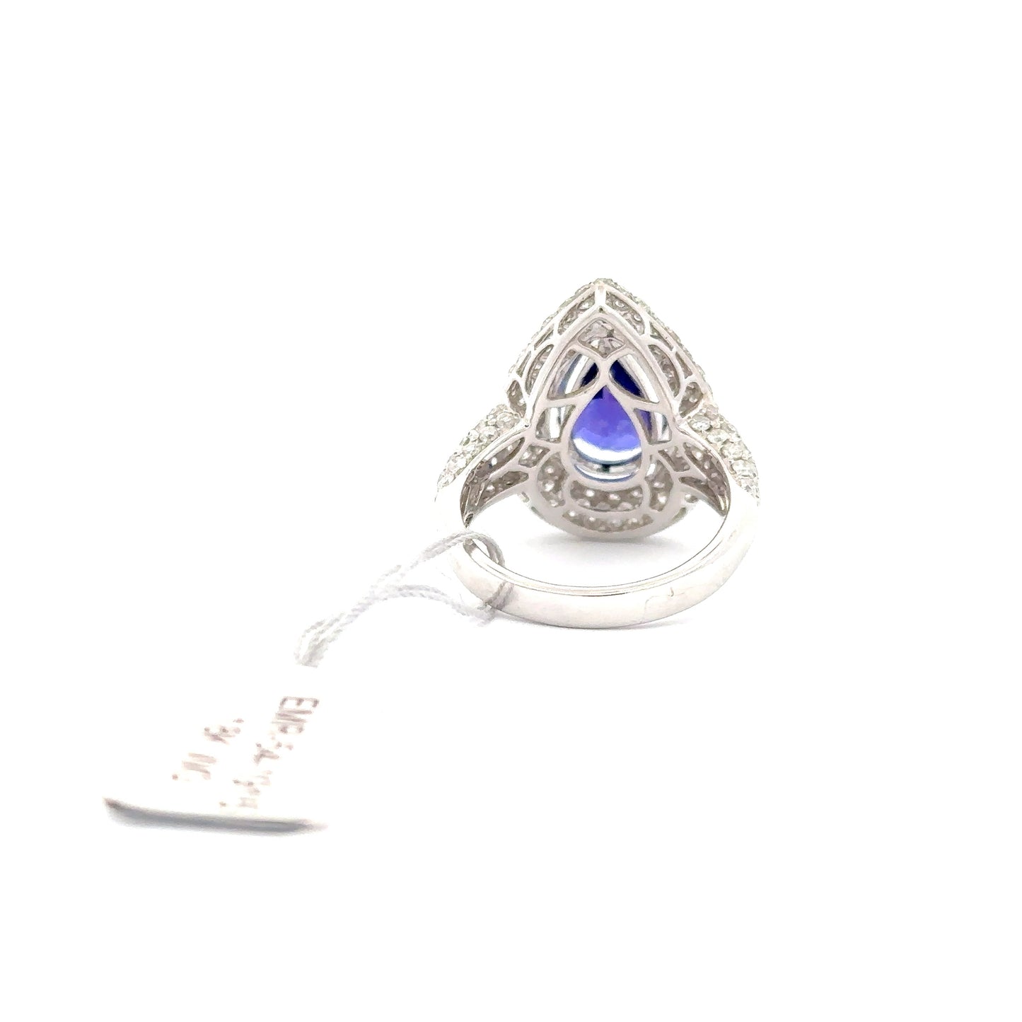 4.20ct Natural Pear Tanzanite Center & 2.00ct Natural Side Diamonds Ring | 18K WG