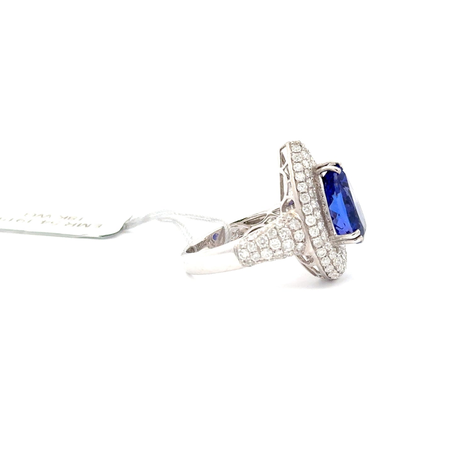 4.20ct Natural Pear Tanzanite Center & 2.00ct Natural Side Diamonds Ring | 18K WG