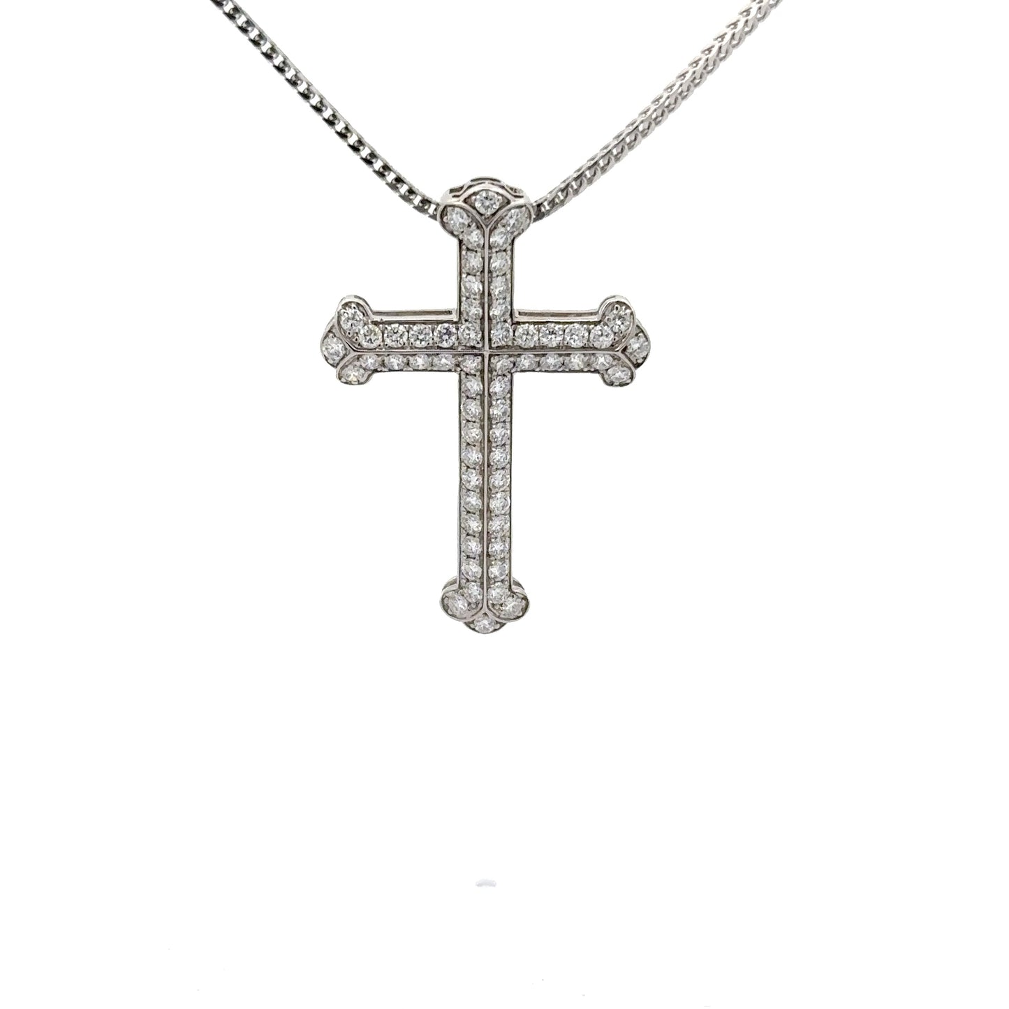 1.05 ctw Natural Diamonds Cross Pendant | 18K White Gold.
