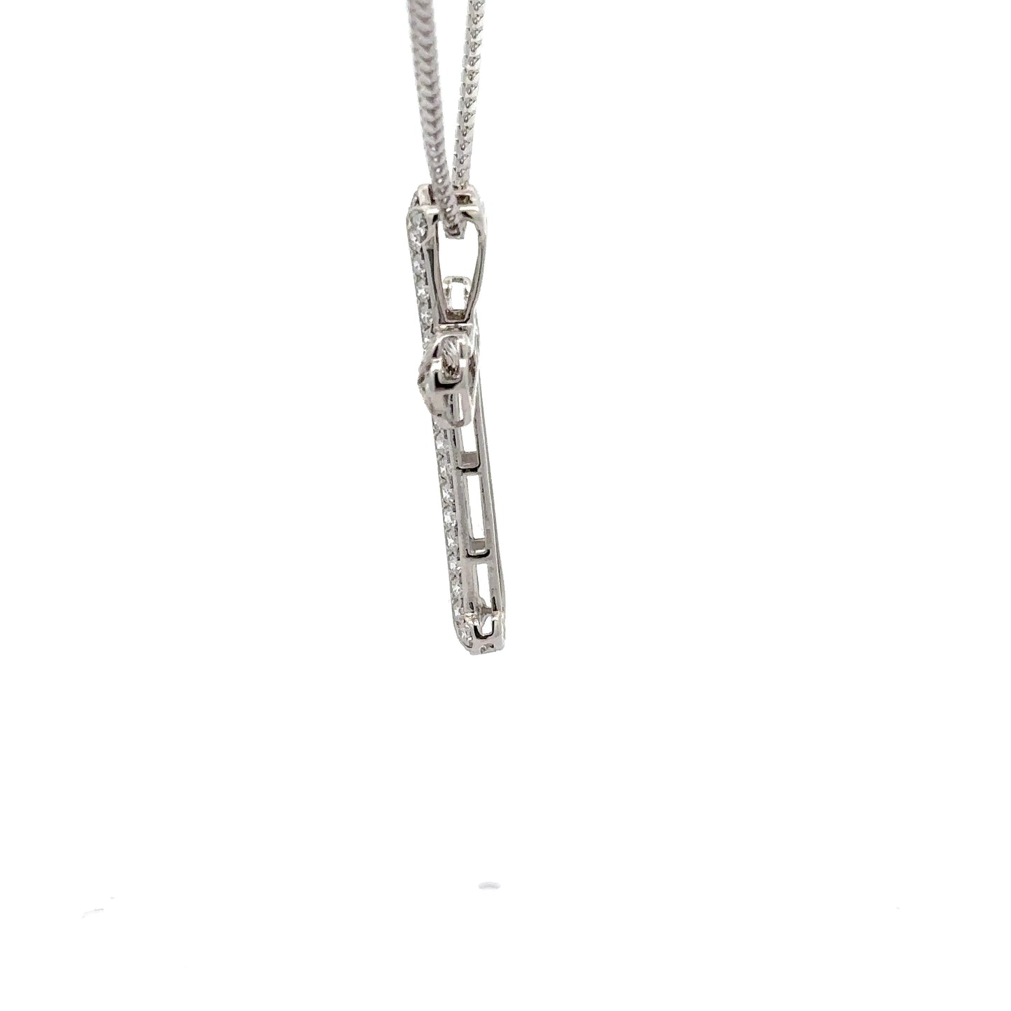 1.05 ctw Natural Diamonds Cross Pendant | 18K White Gold.