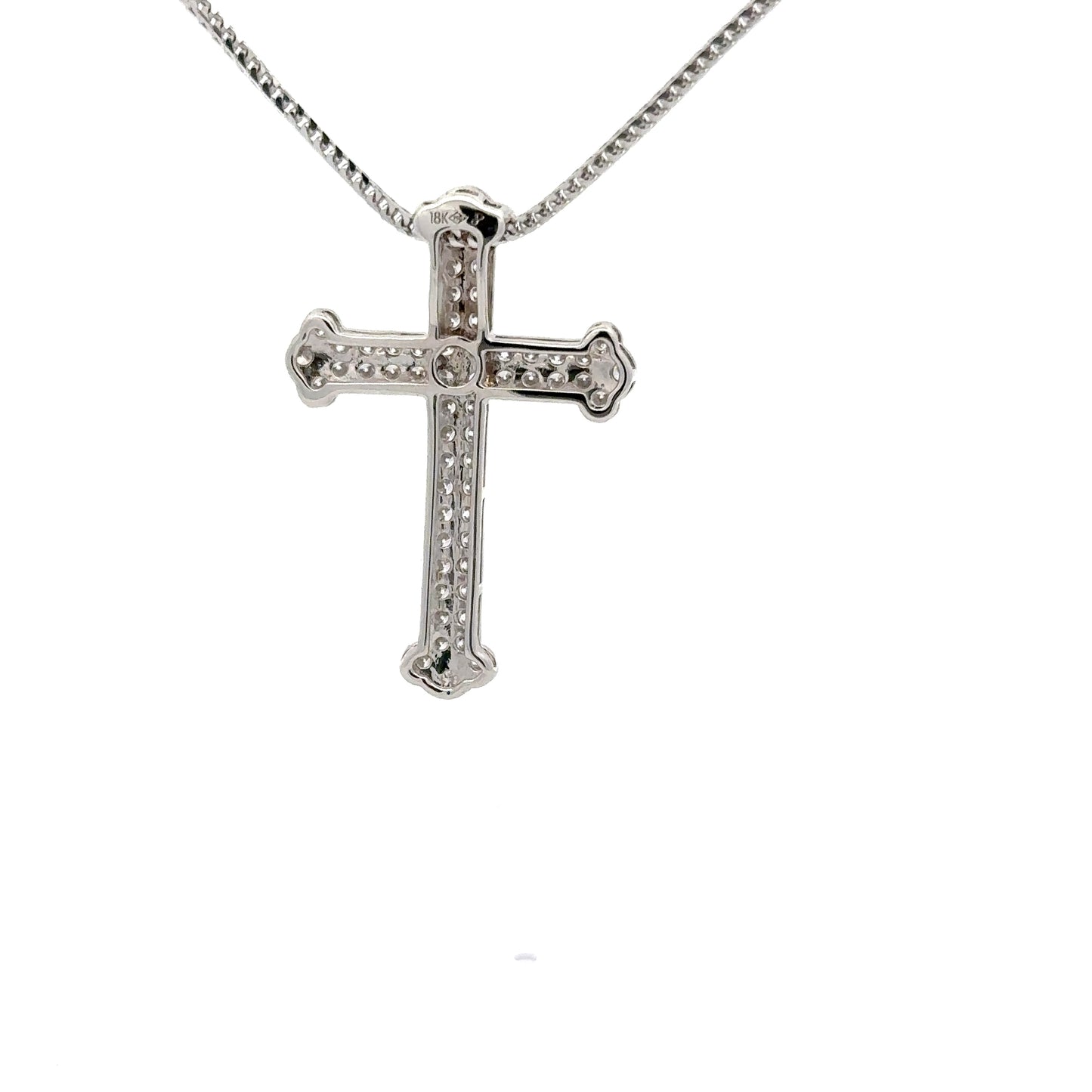 1.05 ctw Natural Diamonds Cross Pendant | 18K White Gold.