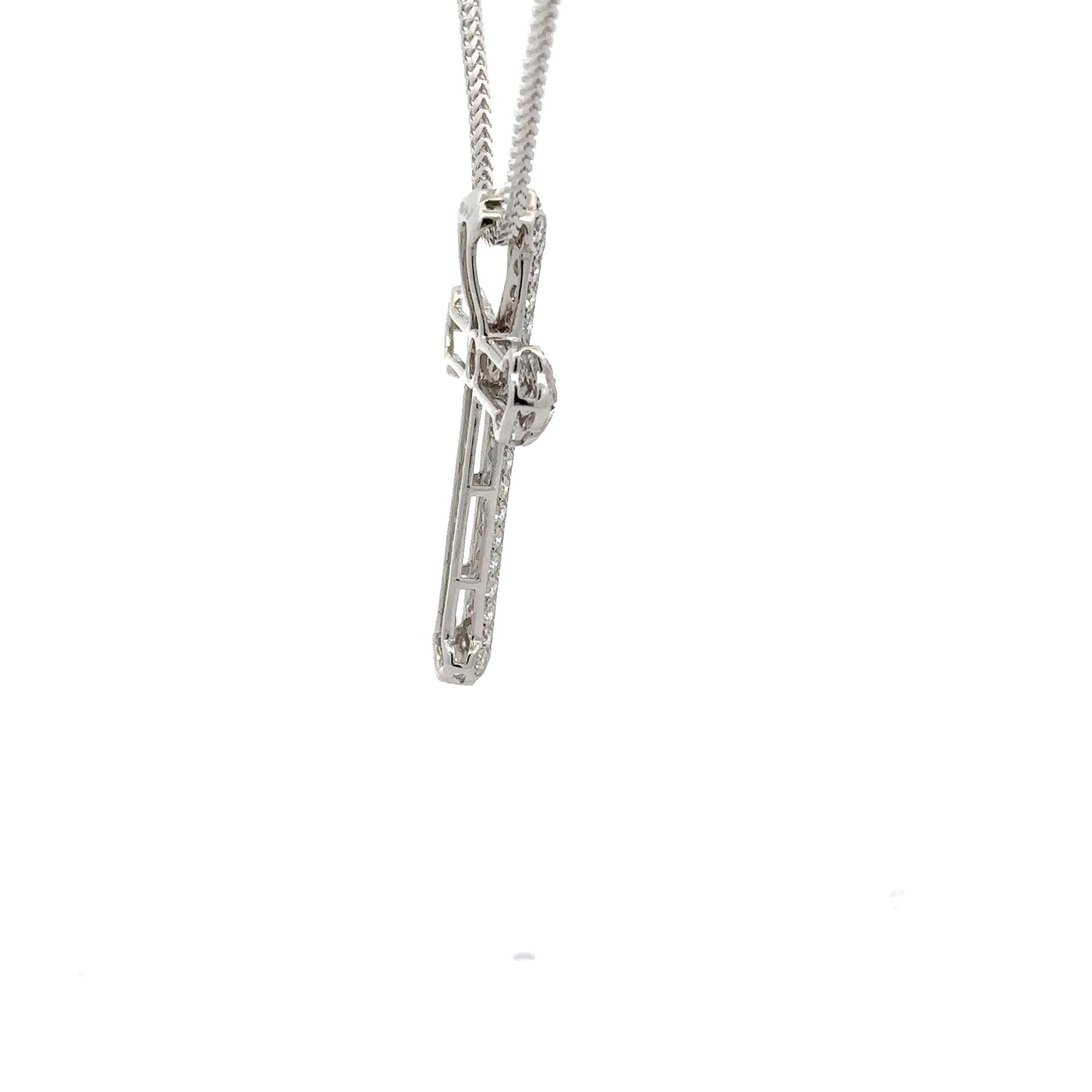 1.05 ctw Natural Diamonds Cross Pendant | 18K White Gold.