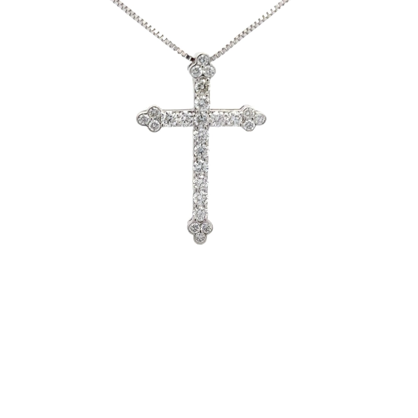 0.79 ctw Natural Diamonds Cross Pendant | 18K White Gold.