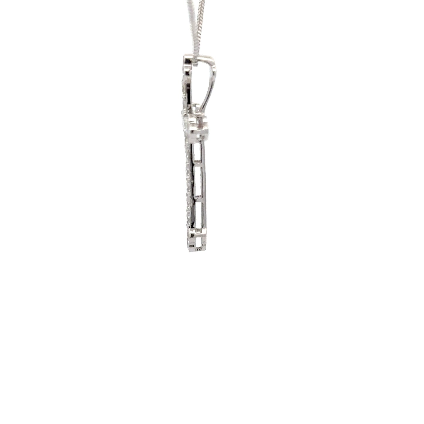 0.79 ctw Natural Diamonds Cross Pendant | 18K White Gold.