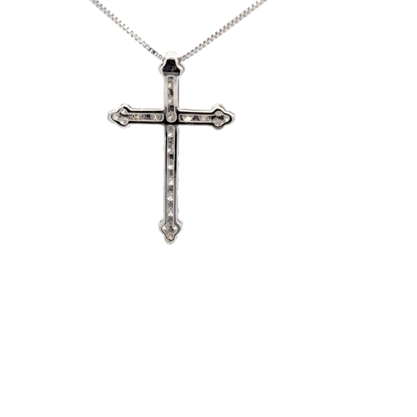 0.79 ctw Natural Diamonds Cross Pendant | 18K White Gold.