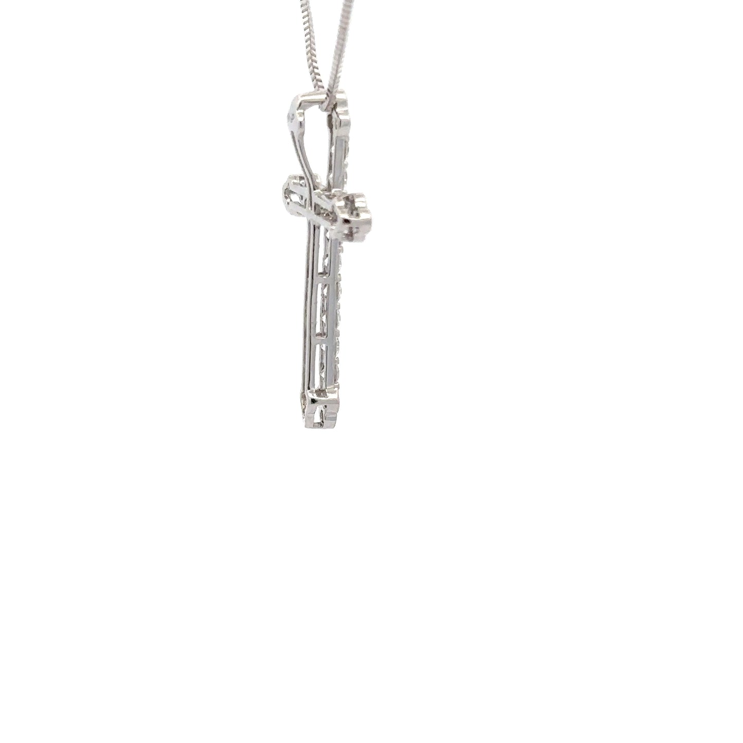 0.79 ctw Natural Diamonds Cross Pendant | 18K White Gold.