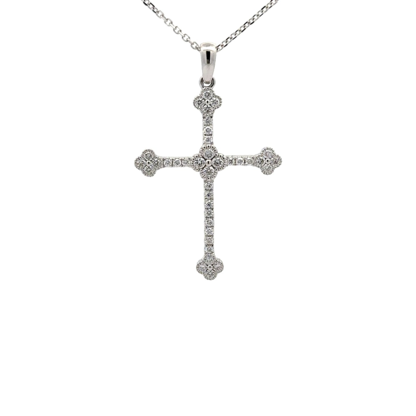0.48 ctw Natural Diamonds Cross Pendant | 18K White Gold.