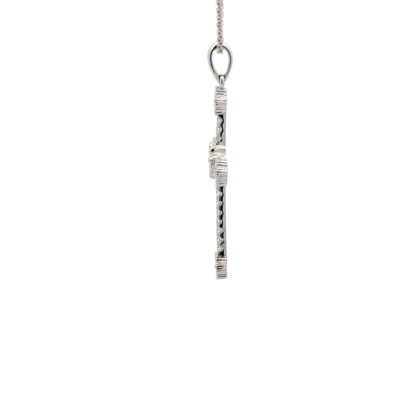 0.48 ctw Natural Diamonds Cross Pendant | 18K White Gold.