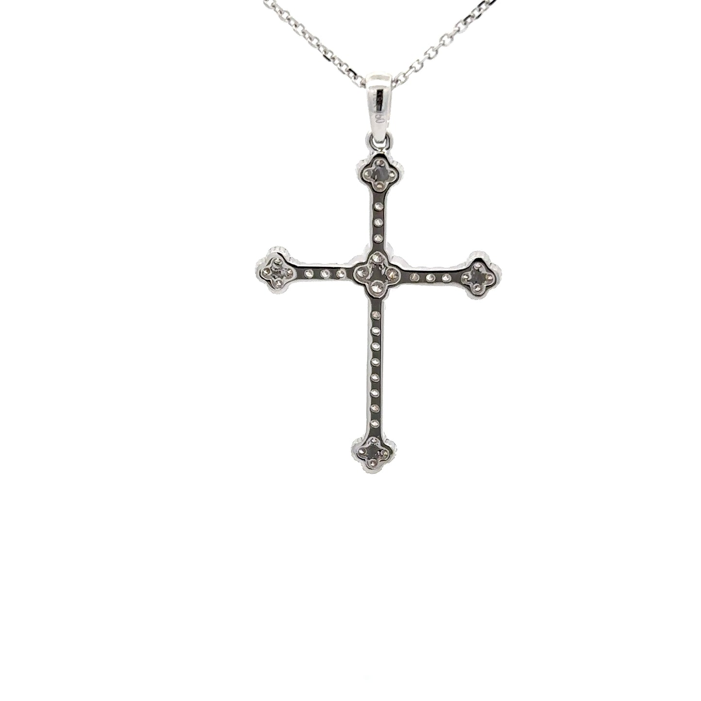 0.48 ctw Natural Diamonds Cross Pendant | 18K White Gold.