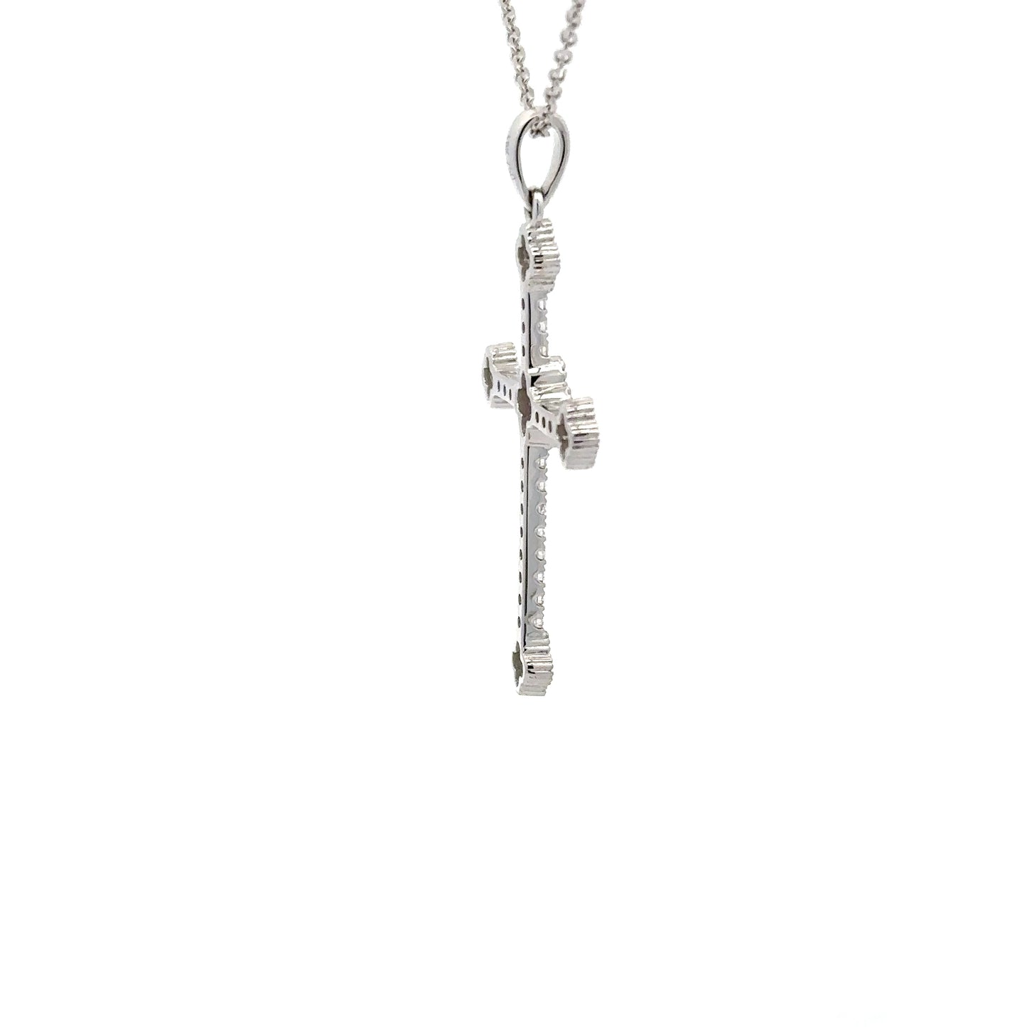 0.48 ctw Natural Diamonds Cross Pendant | 18K White Gold.