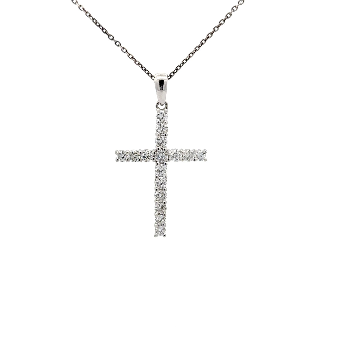 0.77 ctw Natural Diamonds Cross Pendant | 18K White Gold.