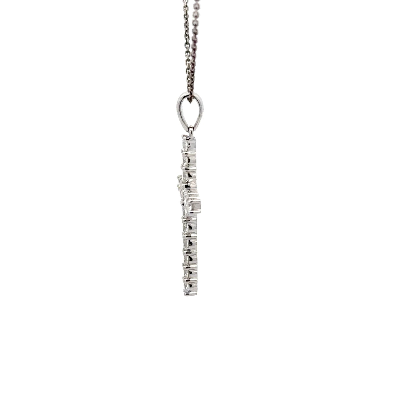 0.77 ctw Natural Diamonds Cross Pendant | 18K White Gold.