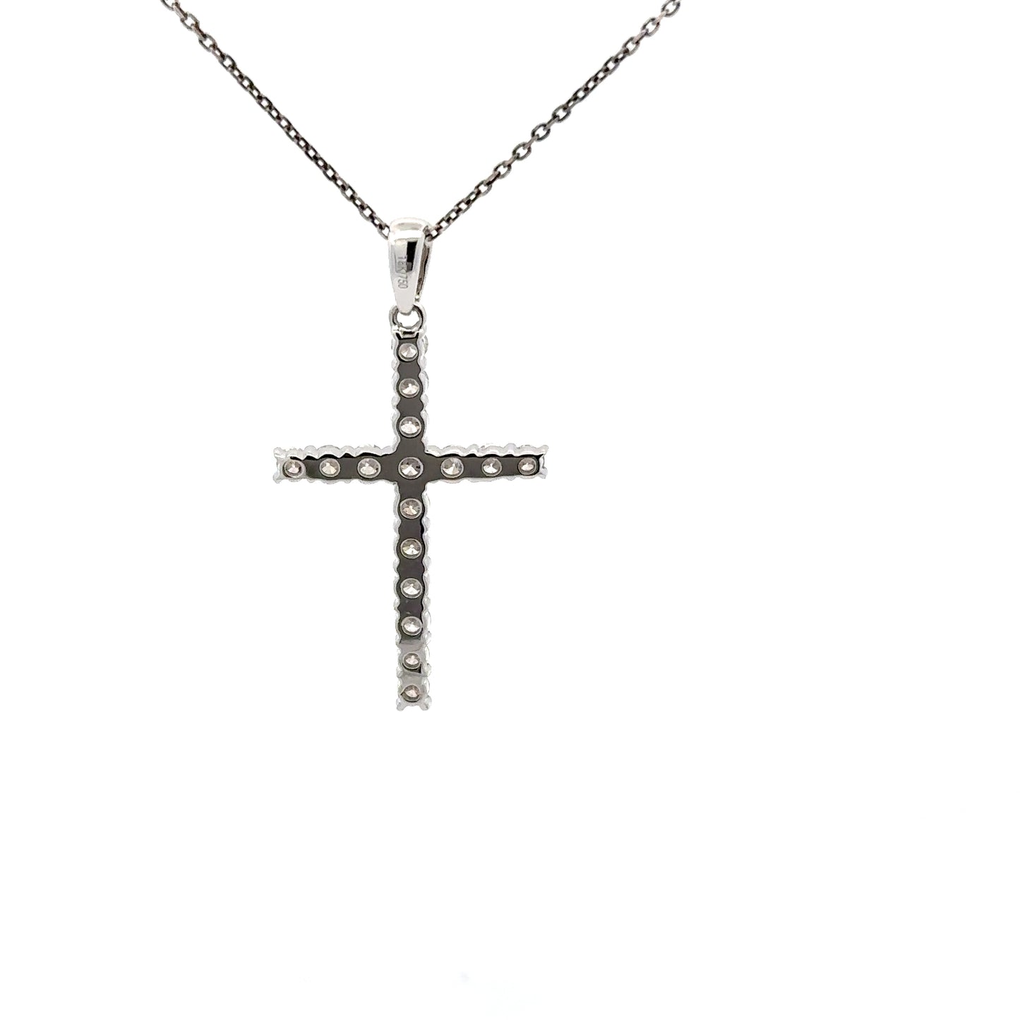 0.77 ctw Natural Diamonds Cross Pendant | 18K White Gold.