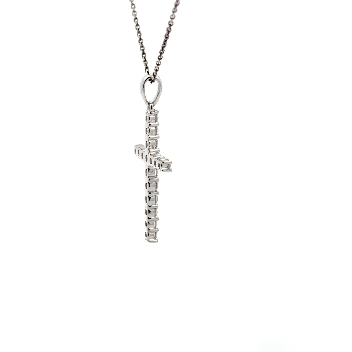0.77 ctw Natural Diamonds Cross Pendant | 18K White Gold.