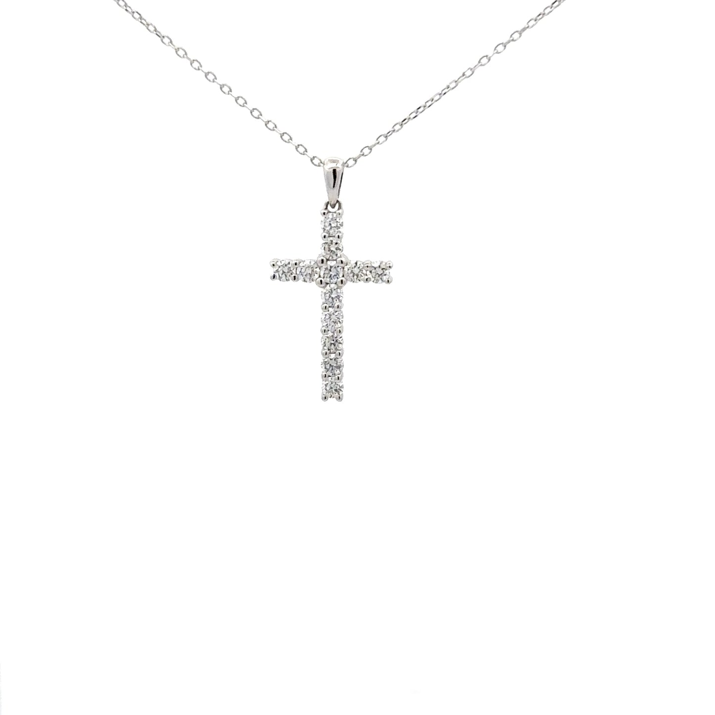 0.52 ctw Natural Diamonds Cross Pendant | 18k White Gold