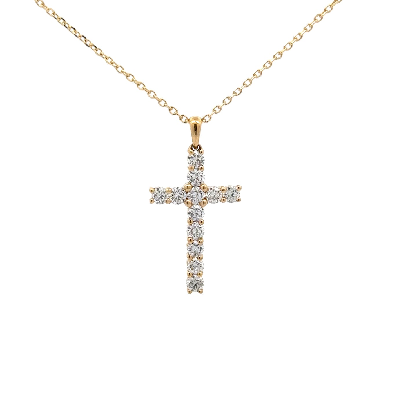 0.82 ctw Natural Diamonds Cross Pendant | 18k Yellow Gold