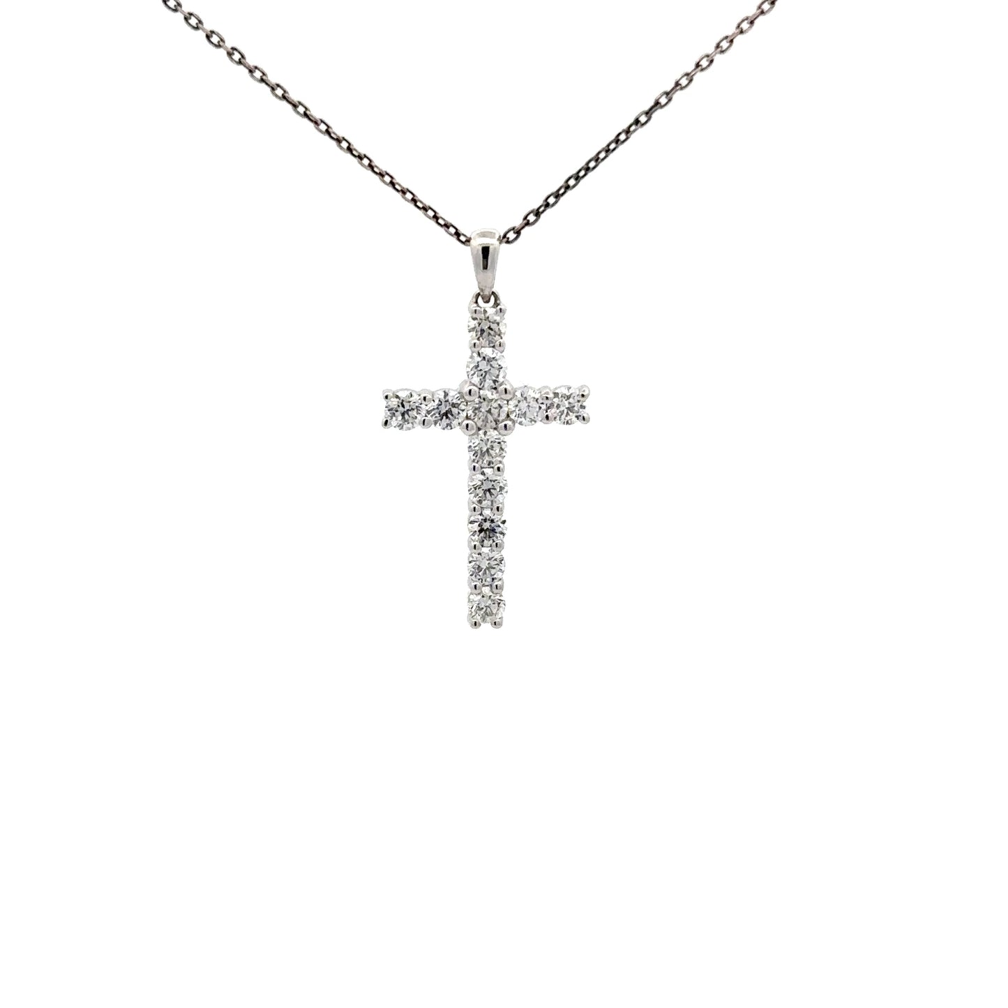 0.83 ctw Natural Diamonds Cross Pendant | 18k White Gold