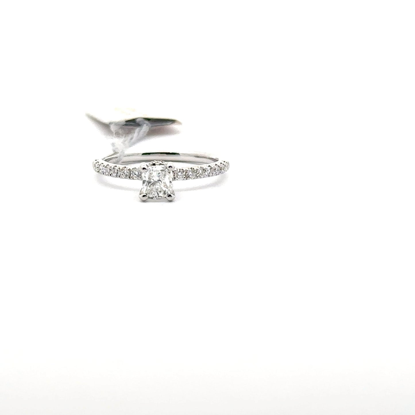 0.60ct Natural Princess-Cut Center Diamond & 0.37ct Side Diamonds Ring | 18K WG