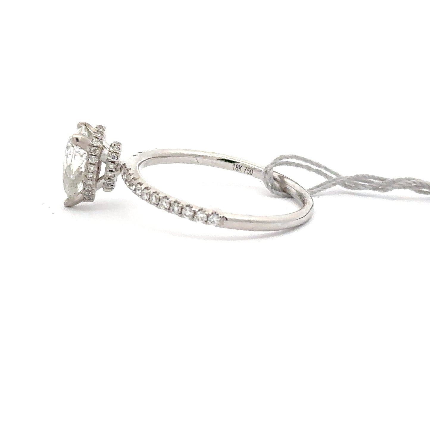 1.02ctw Natural Diamond Ring | 0.71ct Pear Center | 18K White Gold.
