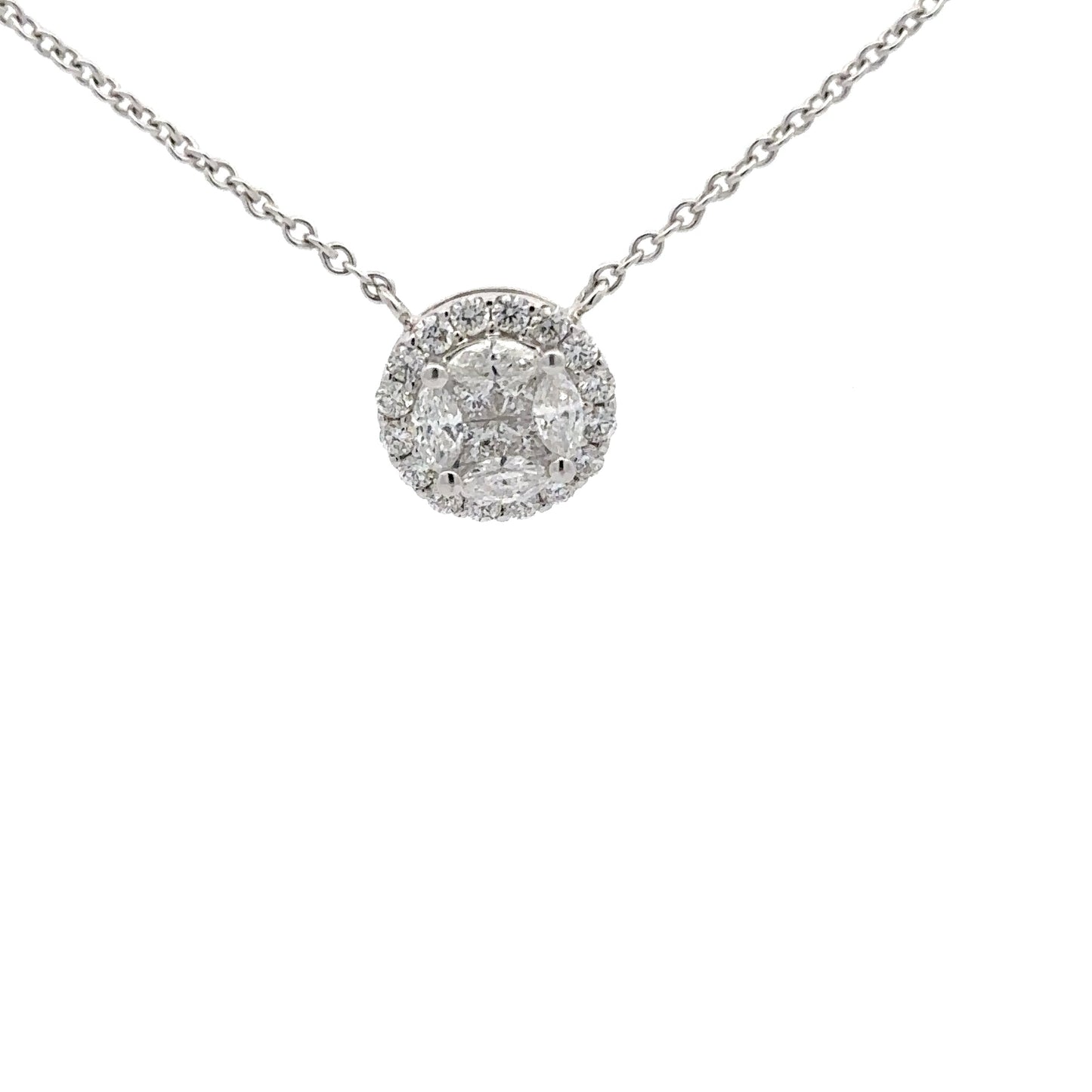 1.21 ctw Natural Diamonds Necklace | 18k White Gold.