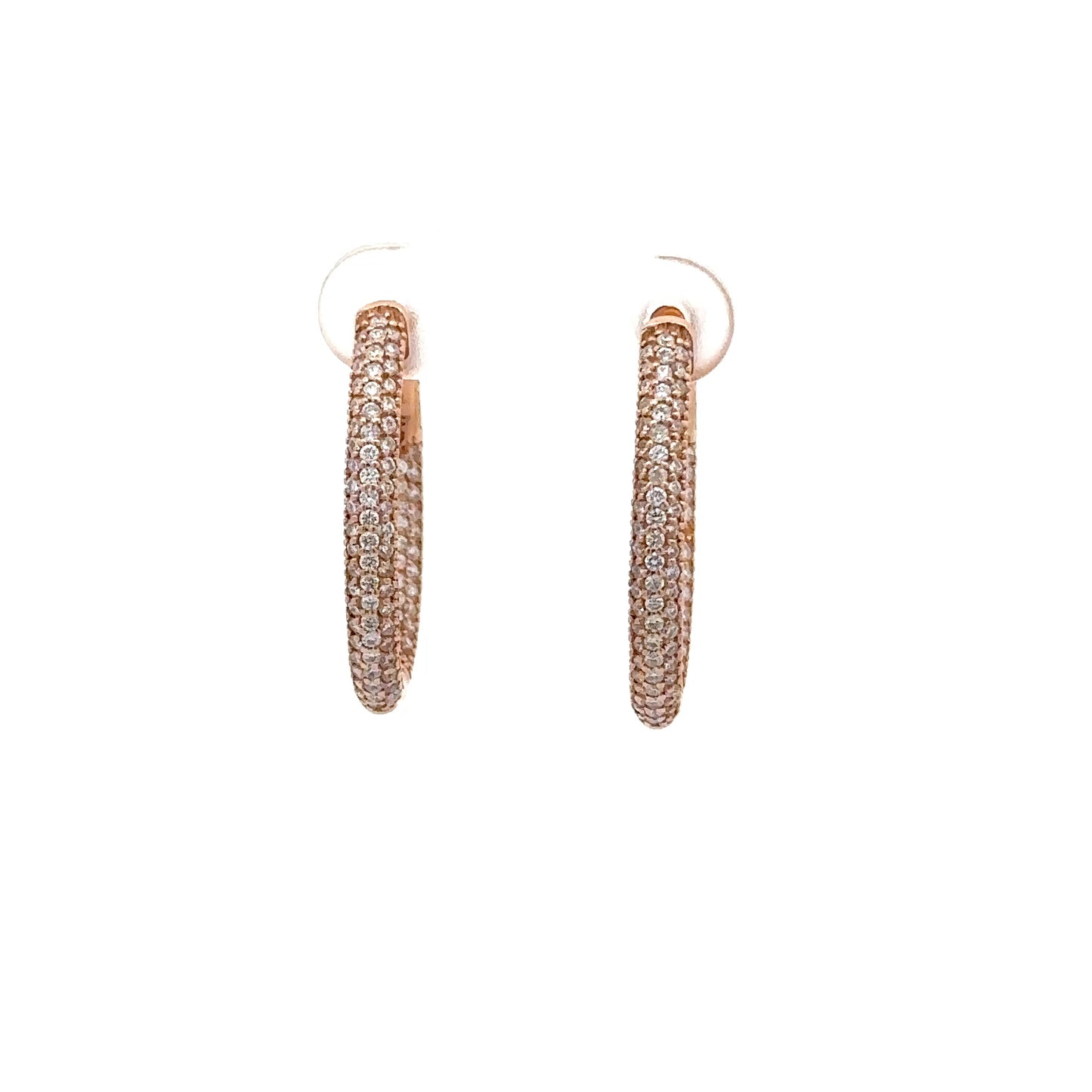 1.60 ctw Natural Diamonds Hoop Earrings | 14k Rose Gold