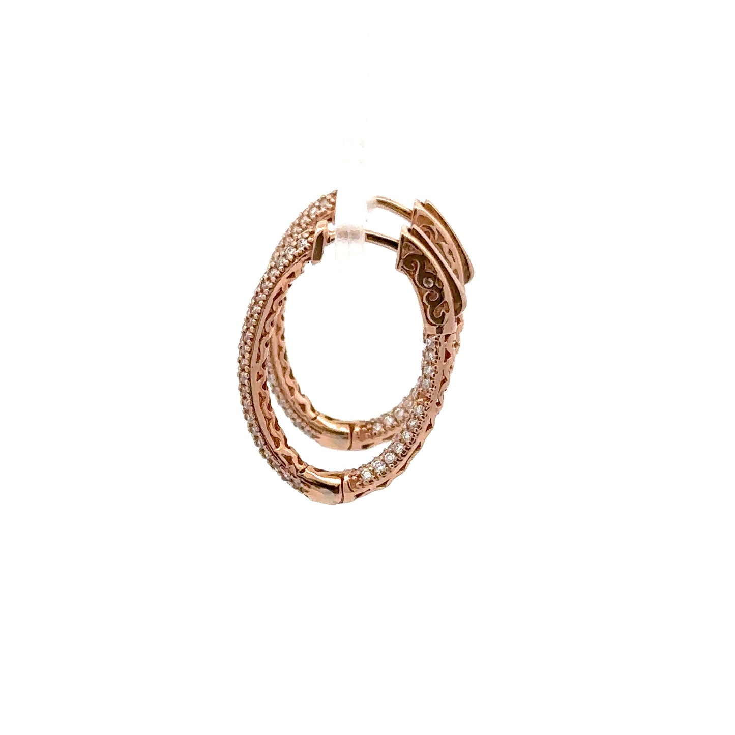 1.60 ctw Natural Diamonds Hoop Earrings | 14k Rose Gold