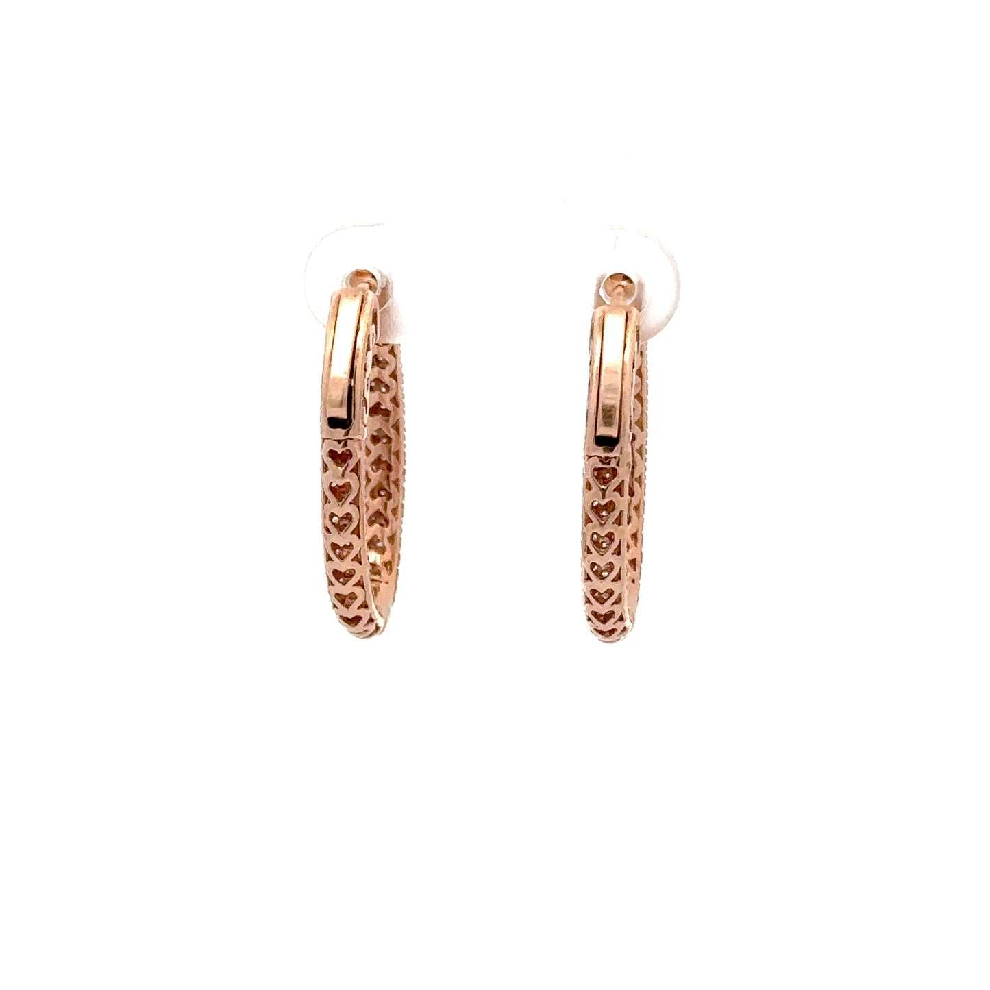 1.60 ctw Natural Diamonds Hoop Earrings | 14k Rose Gold