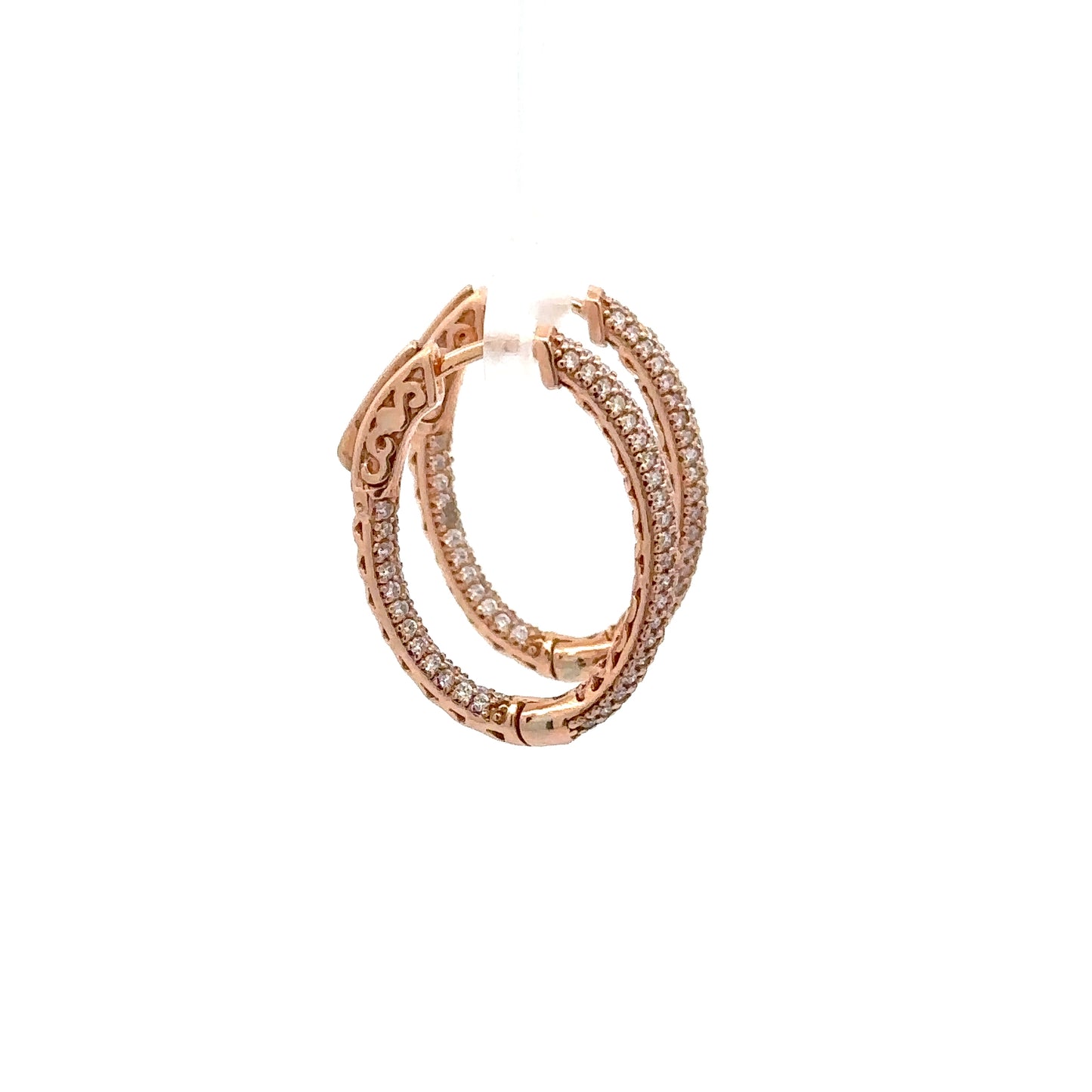 1.60 ctw Natural Diamonds Hoop Earrings | 14k Rose Gold