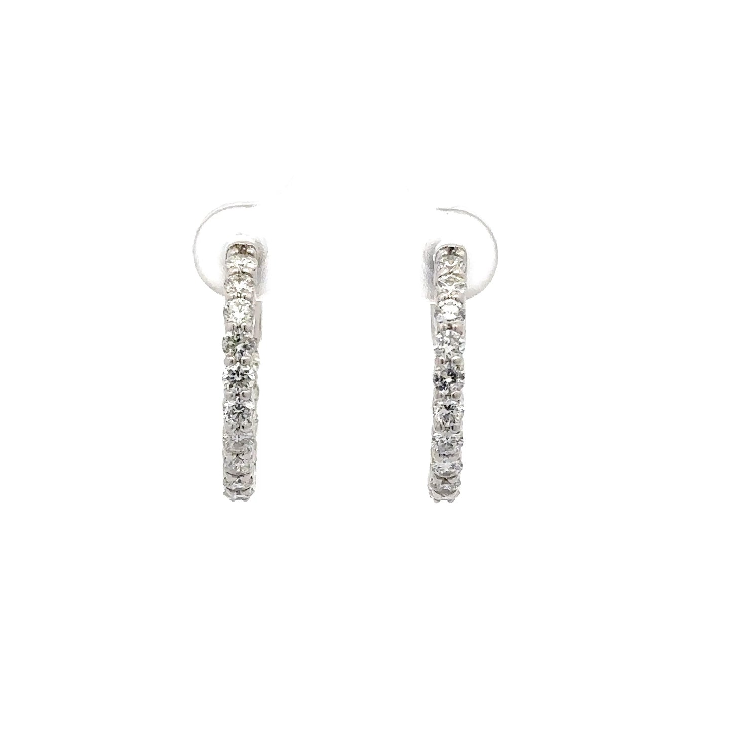 1.85 ctw Natural Diamonds Hoop Earrings | 14k White Gold