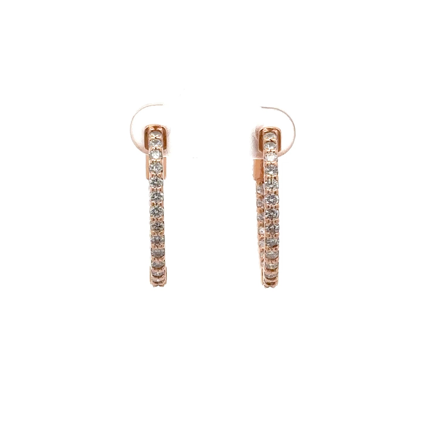 1.26 ctw Natural Diamonds Hoop Earrings | 14k Rose Gold