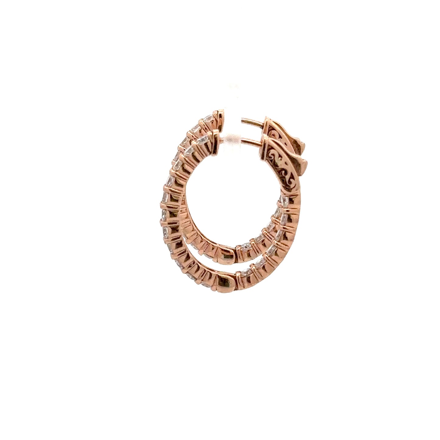 2.43 ctw Natural Diamonds Hoop Earrings | 14k Rose Gold