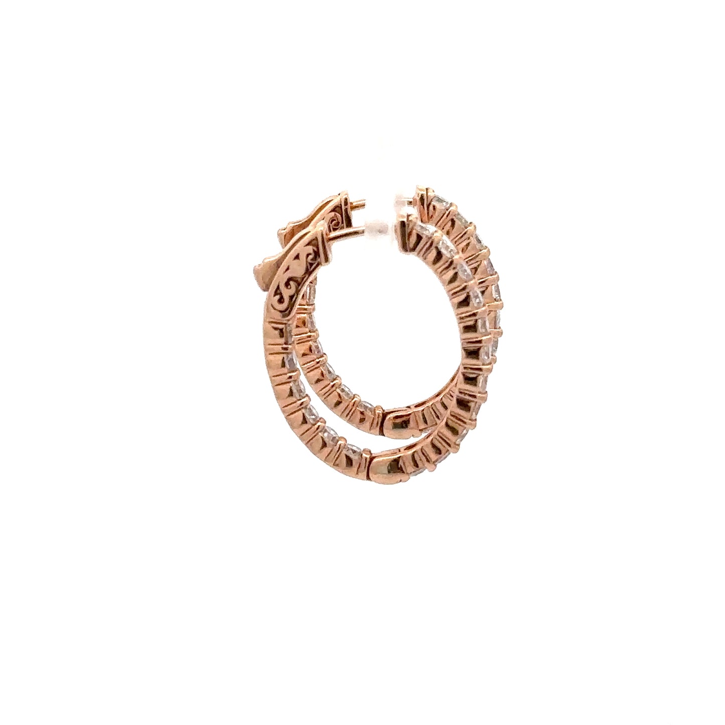 2.43 ctw Natural Diamonds Hoop Earrings | 14k Rose Gold