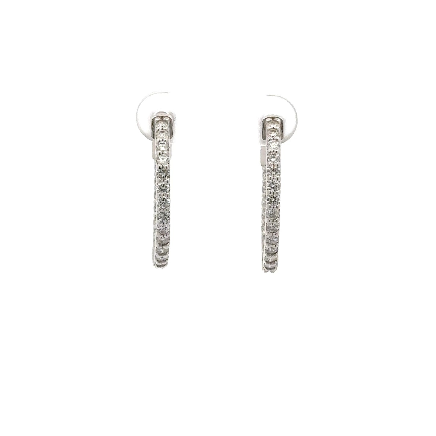 1.26 ctw Natural Diamonds Hoop Earrings | 14k White Gold