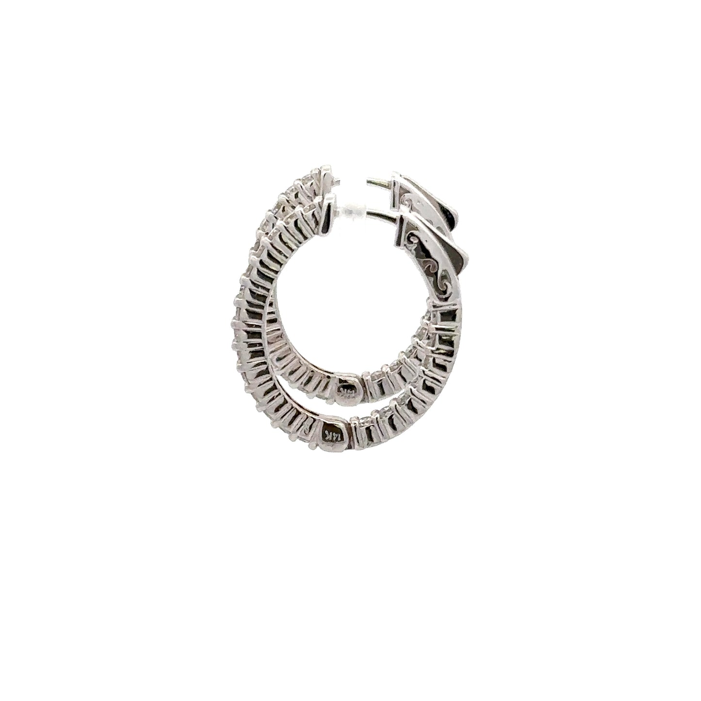 1.26 ctw Natural Diamonds Hoop Earrings | 14k White Gold