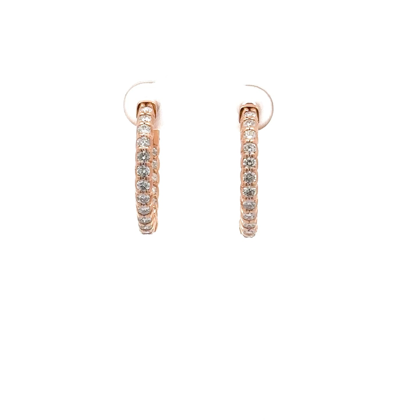 1.41 ctw Natural Diamonds Hoop Earrings | 14k Rose Gold