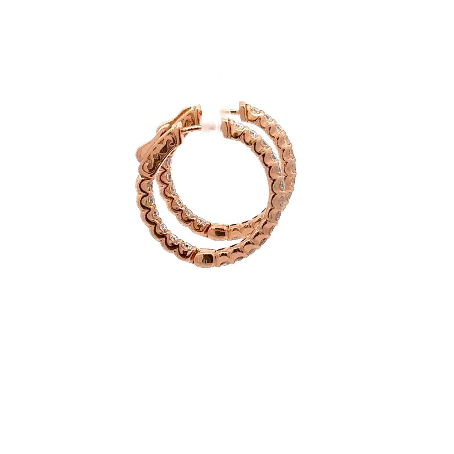 1.41 ctw Natural Diamonds Hoop Earrings | 14k Rose Gold