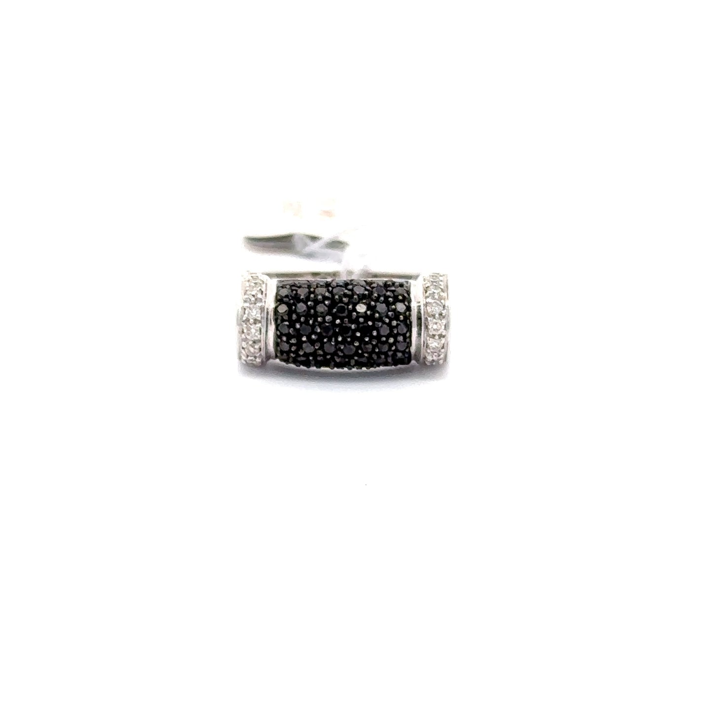 14K WHITE GOLD | 0.29 CT NATURAL DIAMOND | 0.63 CT NATURAL BLACK DIAMONDS RING.