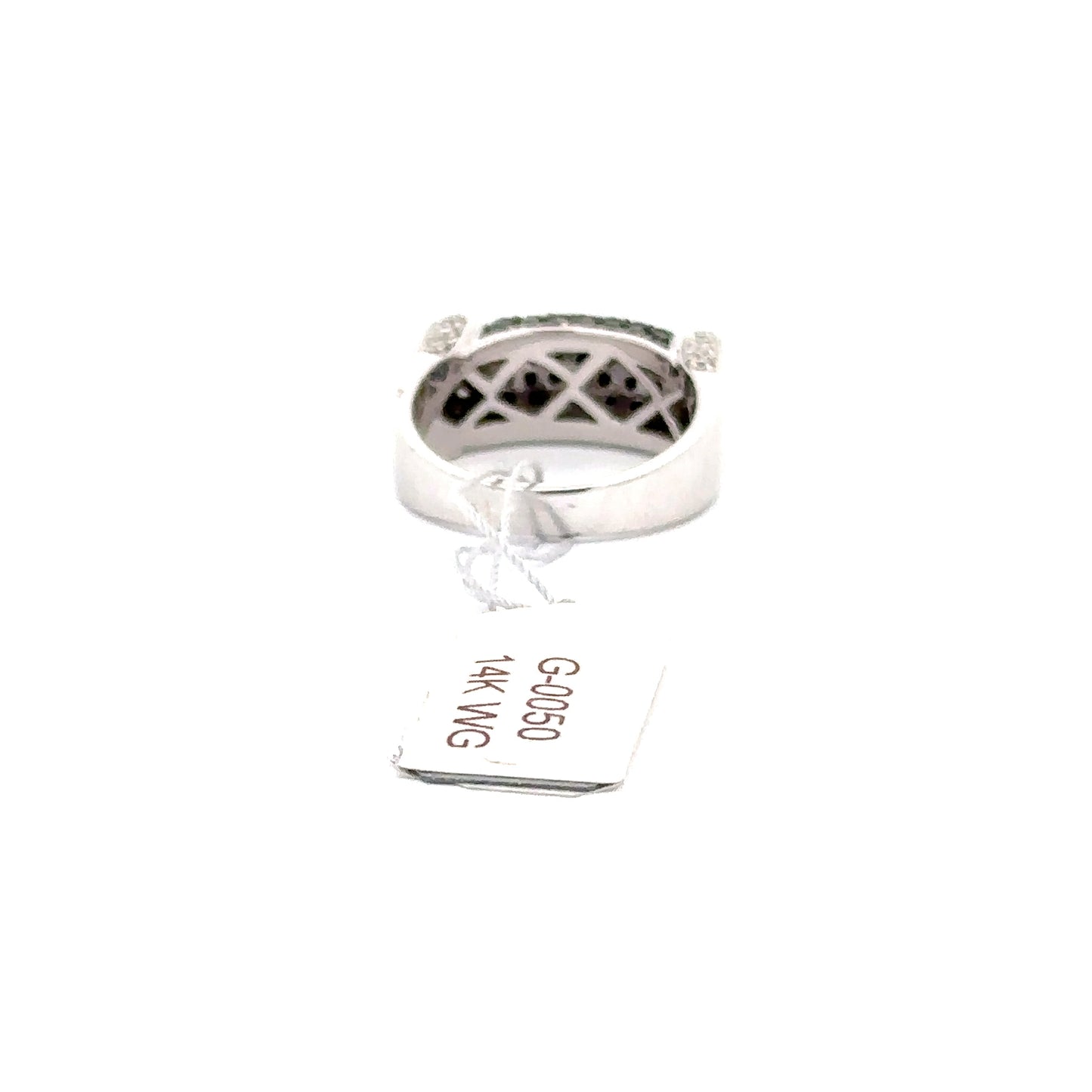 14K WHITE GOLD | 0.29 CT NATURAL DIAMOND | 0.63 CT NATURAL BLACK DIAMONDS RING.