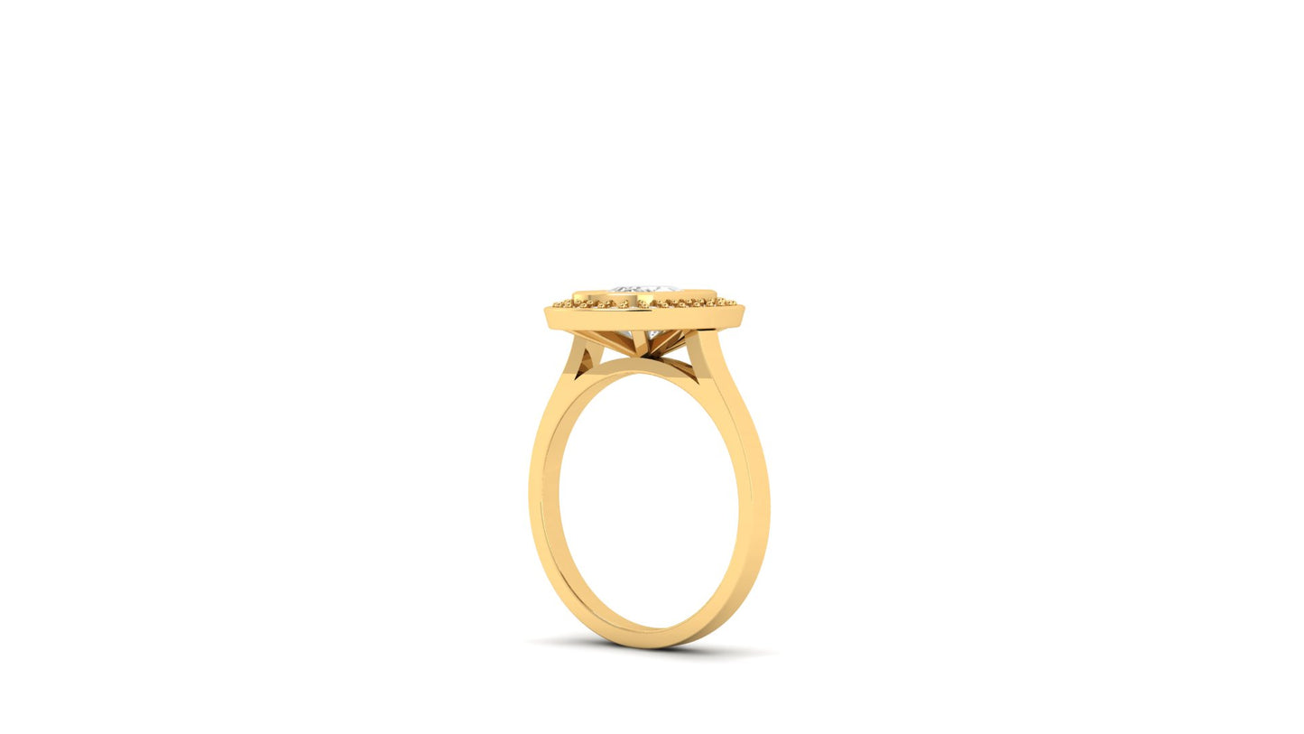 2.10 ct Cushion Cut Center Lab Grown Diamond | Color: E | Clarity: VVS | 0.50 ct Lab-Grown Side Diamonds | Halo Ring.