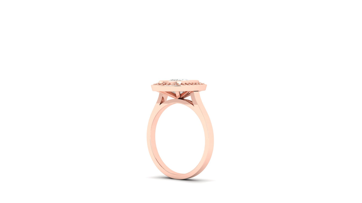 2.10 ct Cushion Cut Center Lab Grown Diamond | Color: E | Clarity: VVS | 0.50 ct Lab-Grown Side Diamonds | Halo Ring.