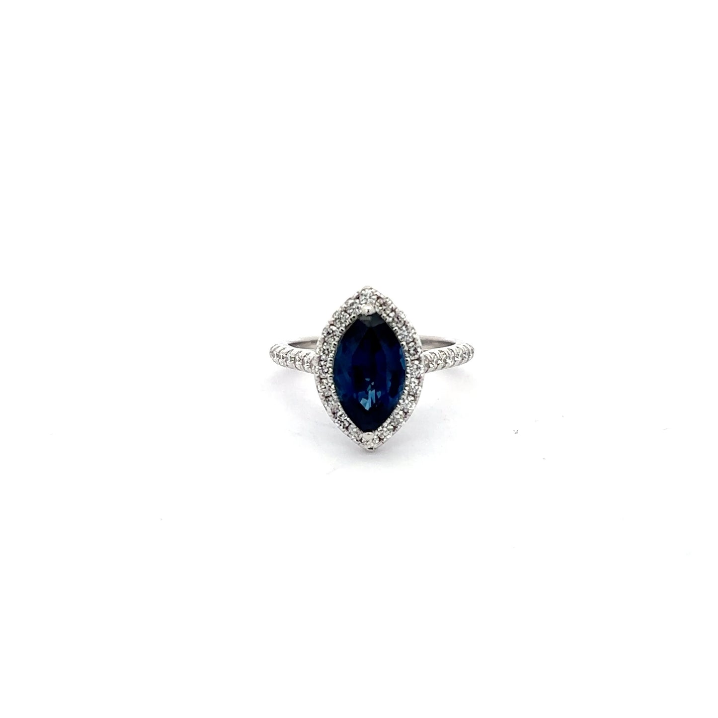 Natural Marquise-Cut Blue Sapphire in Platinum