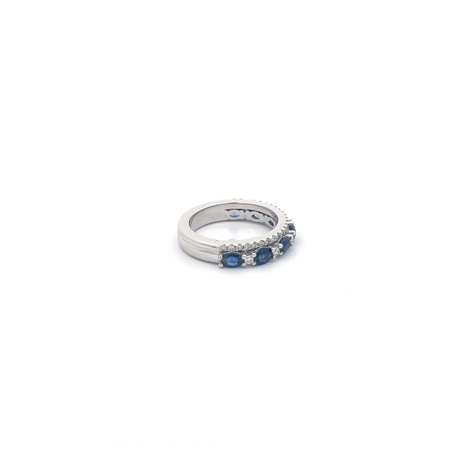 1.62 ct Natural Royal Blue Sapphire Band | 0.47 ct Natural Diamonds | Platinum