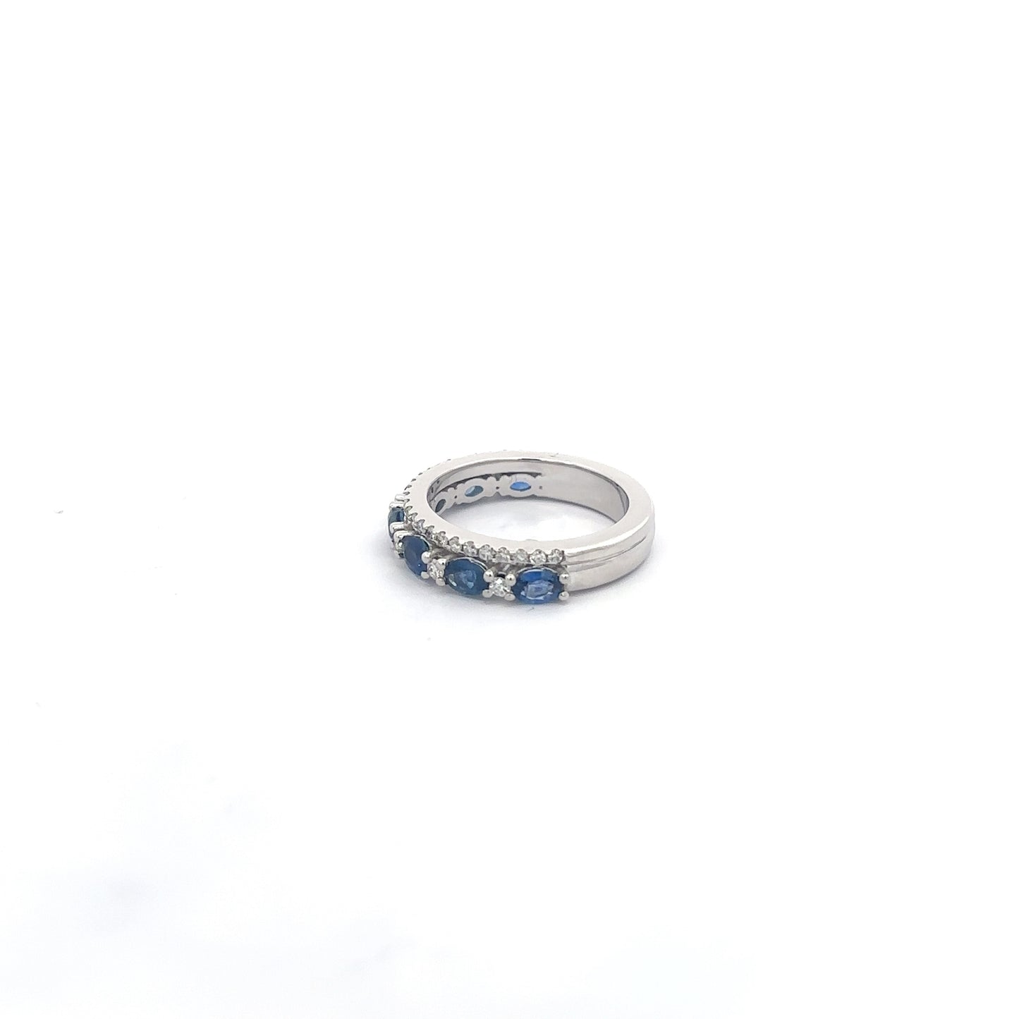 1.62 ct Natural Royal Blue Sapphire Band | 0.47 ct Natural Diamonds | Platinum