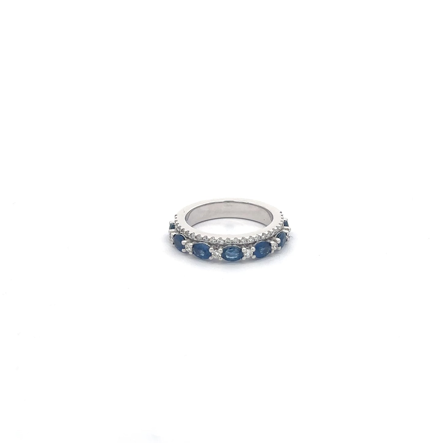 1.62 ct Natural Royal Blue Sapphire Band | 0.47 ct Natural Diamonds | Platinum