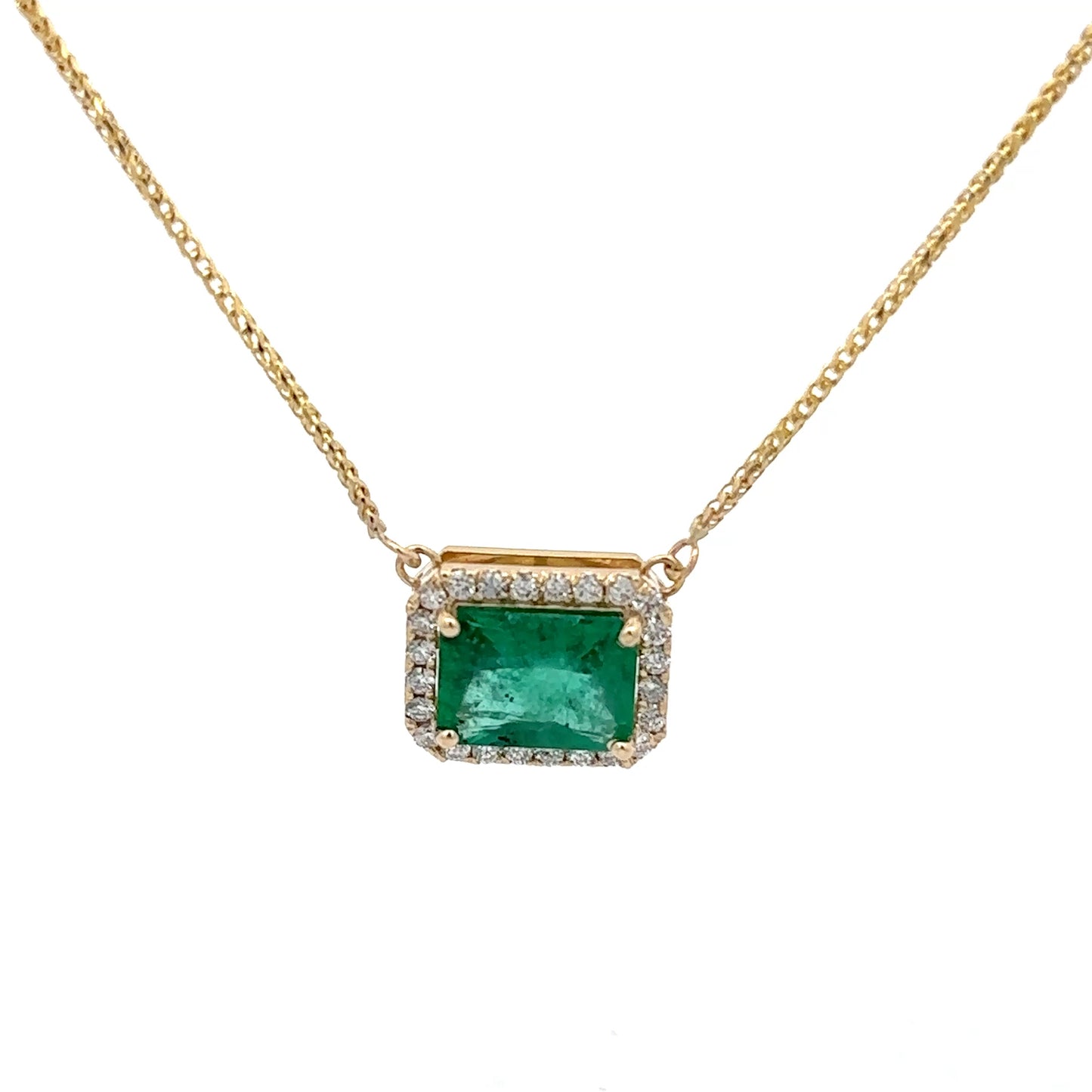 2.75 ct Natural Emerald | 0.46 ct Natural Diamonds | 14k Yellow Gold