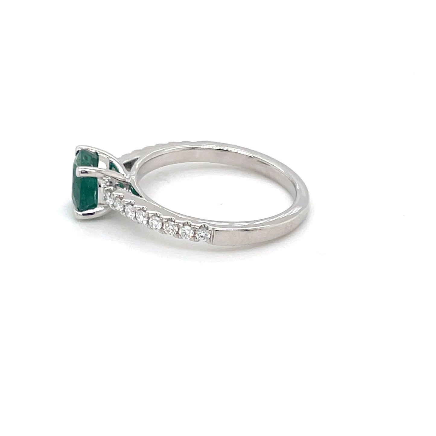 Elegant Emerald/Diamond Women’s Ring Set in 18K White Gold