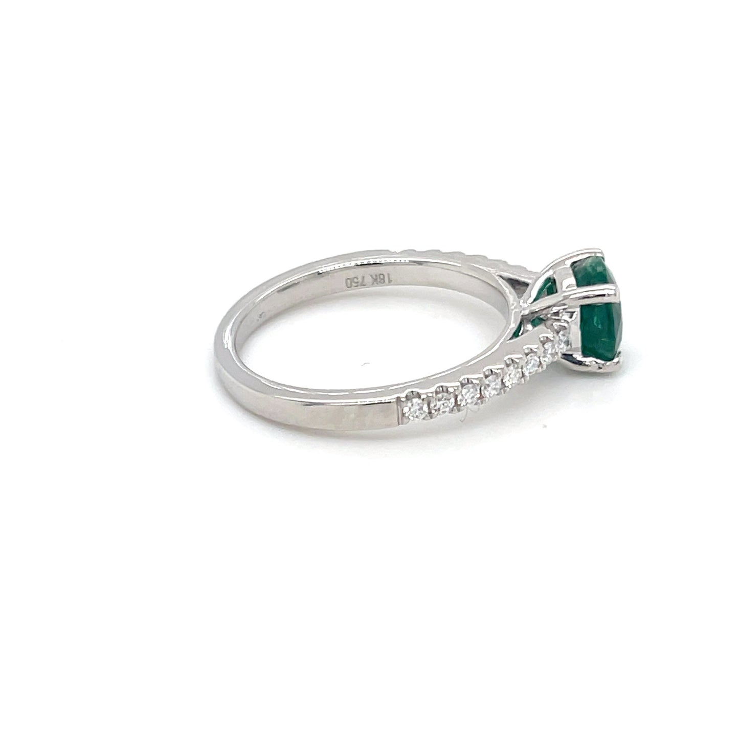 Elegant Emerald/Diamond Women’s Ring Set in 18K White Gold